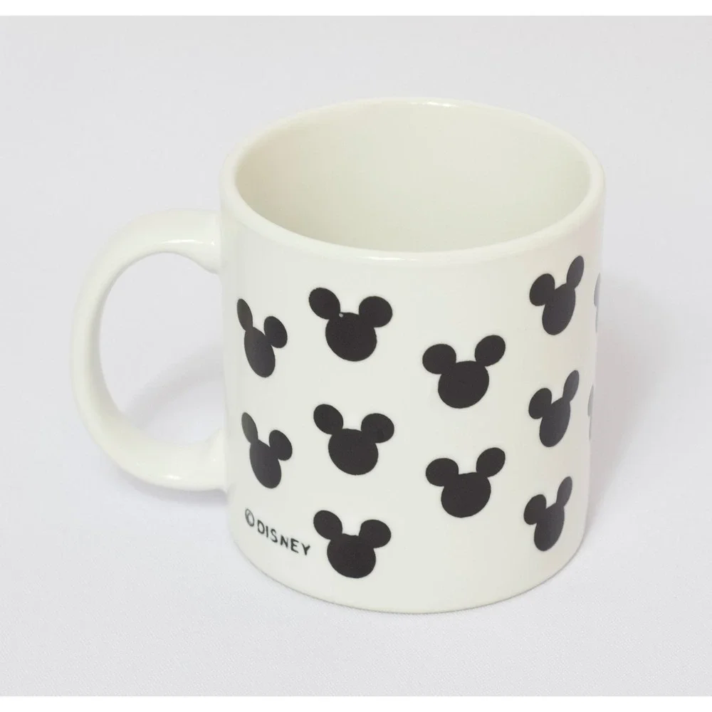 Disney White Black Mickey Mouse Silhouette Logo Icon Head‎ & Ears Coffee Mug Cup